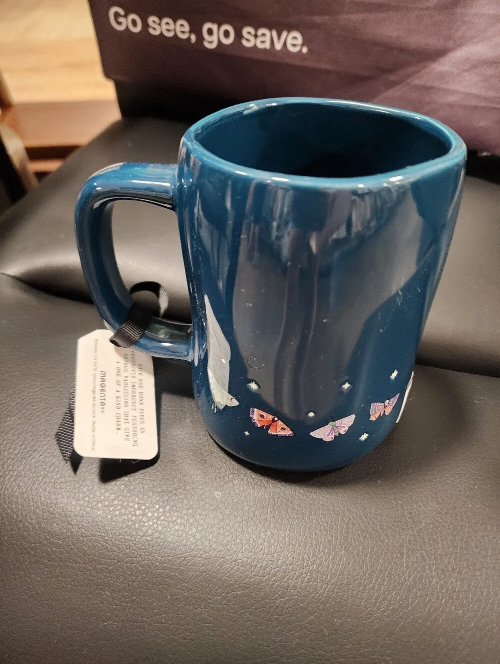 Rae Dunn Spell Bound Blue Ceramic Mug With Butterflies